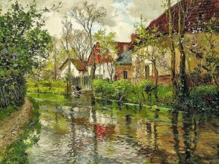 Пазл «Cottages by a river»