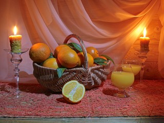 Пазл «Апельсины в корзине»