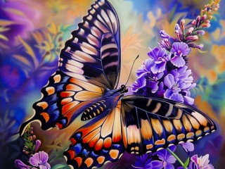 Пазл «Бабочка на цветах»