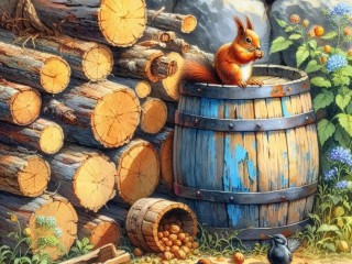 Пазл «Белка и орешки»