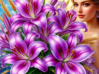 Пазл «Букет лилий»