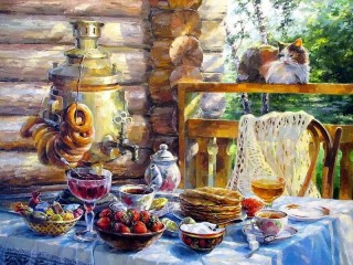 Пазл «Чай с блинами»