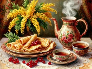 Пазл «Чай с блинами»