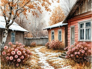 Пазл «Деревенский двор»