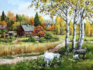 Пазл «Деревенский пейзаж»