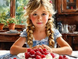 Пазл «Девочка и малина»