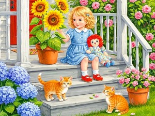 Пазл «Девочка на крыльце»