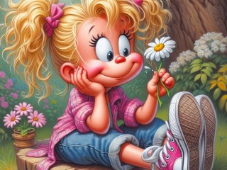 Пазл «Девочка с ромашкой»