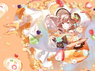 Пазл «Девушка и десерты»