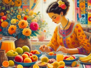 Пазл «Девушка и фрукты»