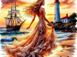 Пазл «Девушка и море»