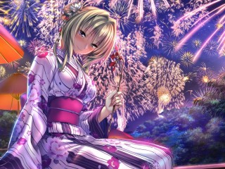 Пазл «Девушка и салют»