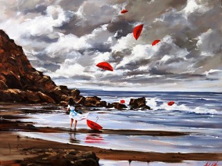 Пазл «Девушка и зонтики»