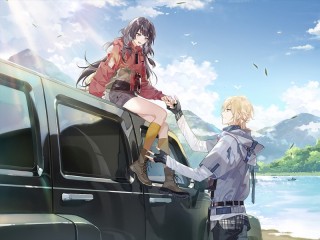 Пазл «Девушка на джипе»