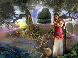 Пазл «Девушка с оленем»