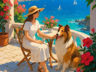 Пазл «Девушка с собакой»