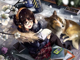 Пазл «Девушка с собакой»