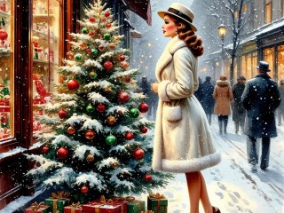 Пазл «Девушка у витрины»