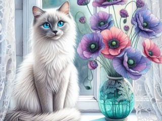 Пазл «Голубоглазая кошка»