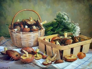 Пазл «Грибы в лукошке»