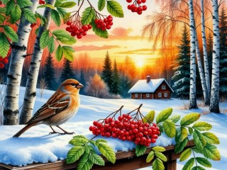 Пазл «Гроздья рябины»