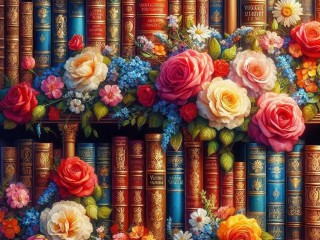 Пазл «Книги и цветы»