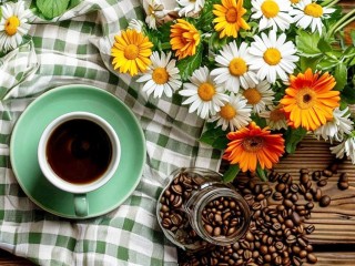 Пазл «Кофе и цветы»