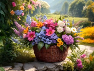 Пазл «Корзина с цветами»