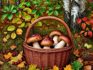 Пазл «Корзинка с грибами»