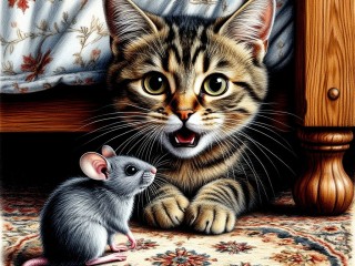 Пазл «Кот и мышка»