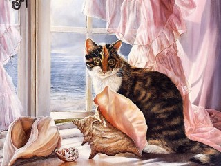 Пазл «Кот и море»