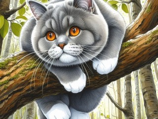 Пазл «Кот на дереве»