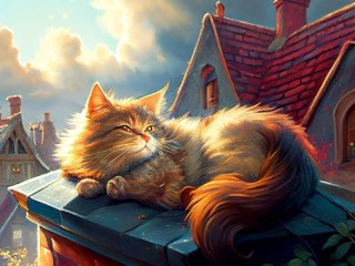 Пазл «Кот на крыше»