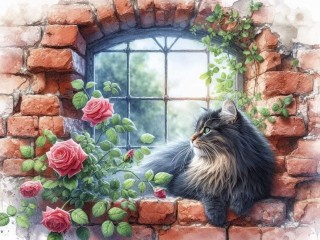 Пазл «Кот на окне»