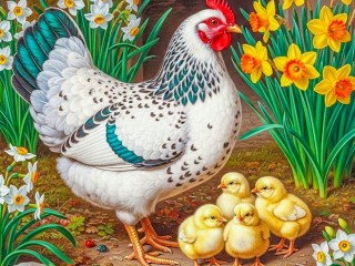 Пазл «Курица с цыплятами»