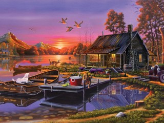 Пазл «Lakeside Cottage»
