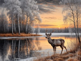 Пазл «Лесное озеро»