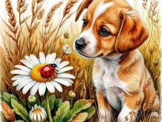 Пазл «Любопытный щенок»