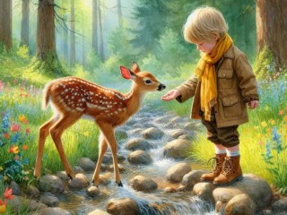 Пазл «Малыш и олененок»