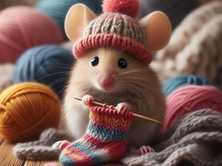 Пазл «Мышь рукодельница»