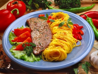 Пазл «Мясо и макароны»