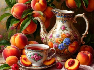 Пазл «Натюрморт с персиками»