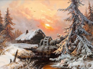 Пазл «Обледенелая мельница»