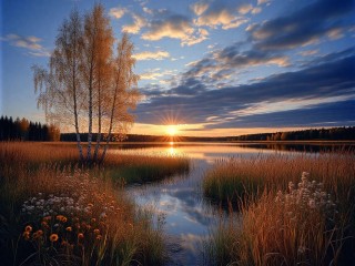 Пазл «Осенний закат»