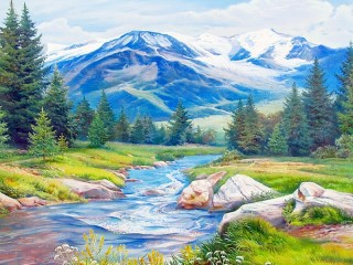 Пазл «Пейзаж с рекой»