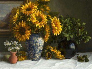 Пазл «Подсолнухи в вазе»