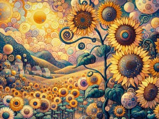 Пазл «Поле подсолнухов»