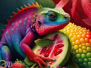 Пазл «Разноцветная ящерица»