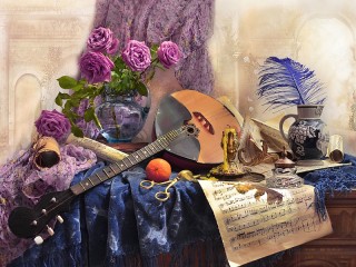 Пазл «Розы и домра»