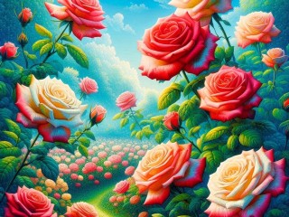 Пазл «Розы в саду»